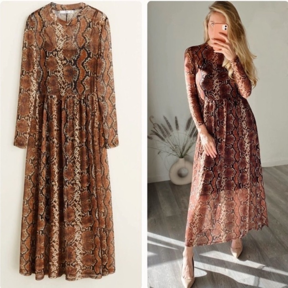 MNG Snake Print Midi / Maxi Dress - NWOT